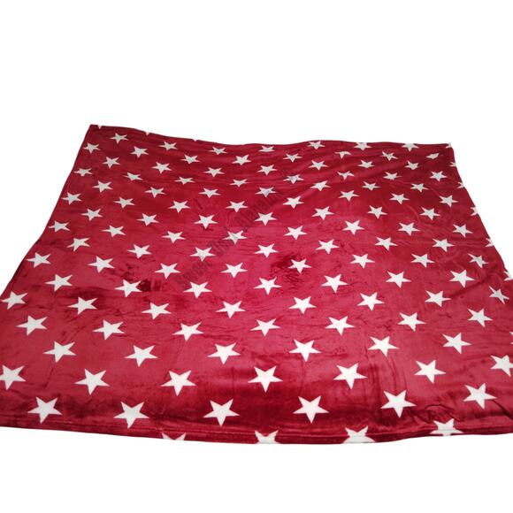 Fleece Throw, Red with Stars, 50"x60", Very Soft and Cuddly, 100% Polyester - Picture 1 of 8